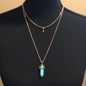 Boho Chakra & Crescent Moon Layered Necklace